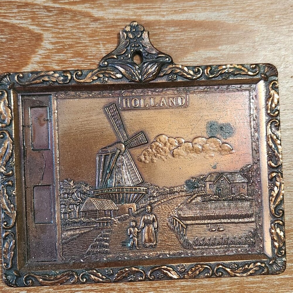 Vintage Copper Windmill Wall Hanging